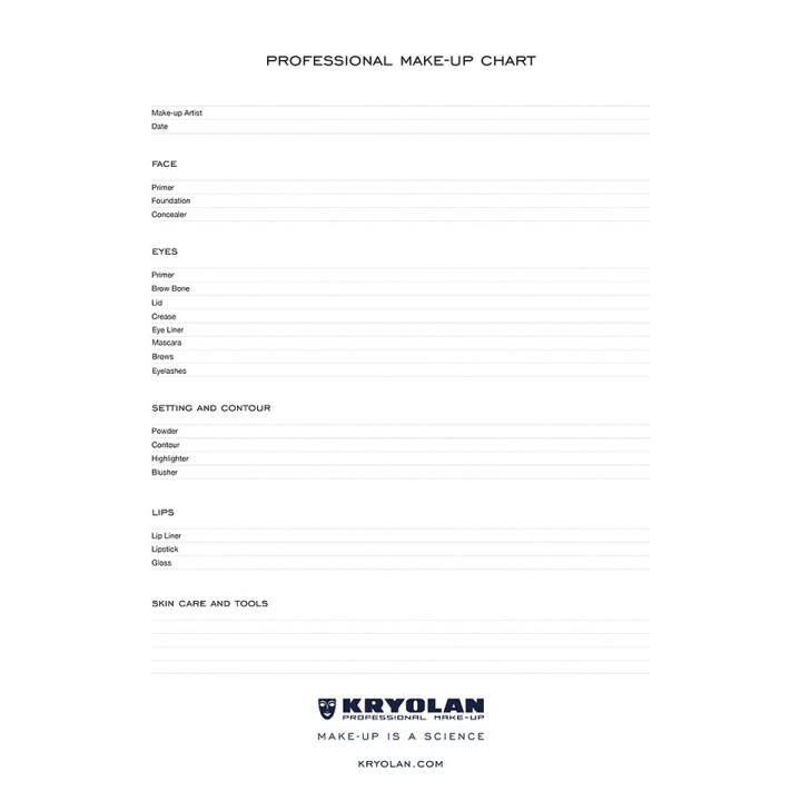 Professional Make-up Charts 25 szt