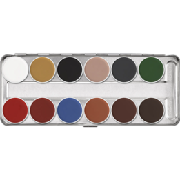Aquacolor paleta 12 kol - farba wodna do twarzy i ciała