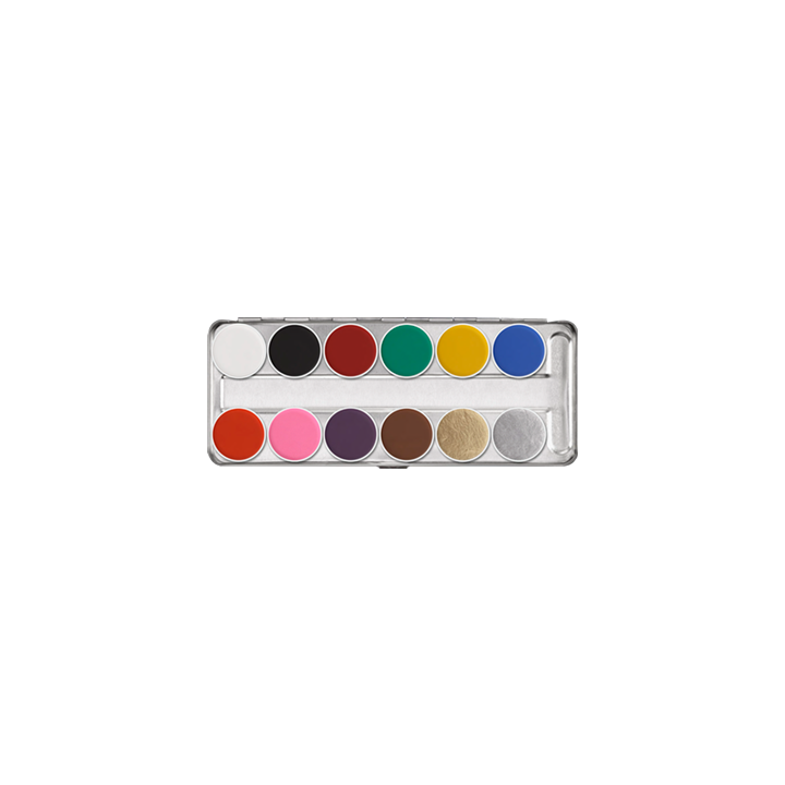 Aquacolor paleta 12 kol - farba wodna do twarzy i ciała